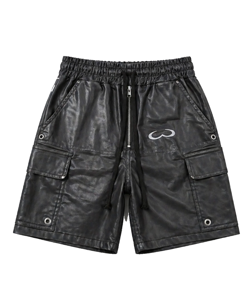 WOCKSTAR BLACK  LEATHER SHORTS