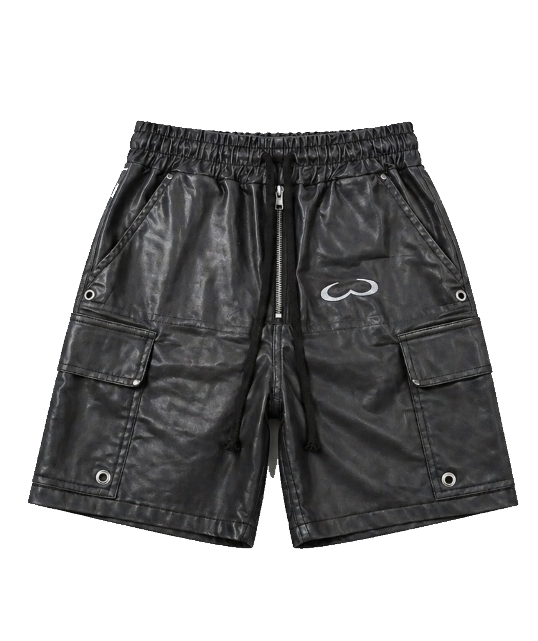 WOCKSTAR BLACK  LEATHER SHORTS