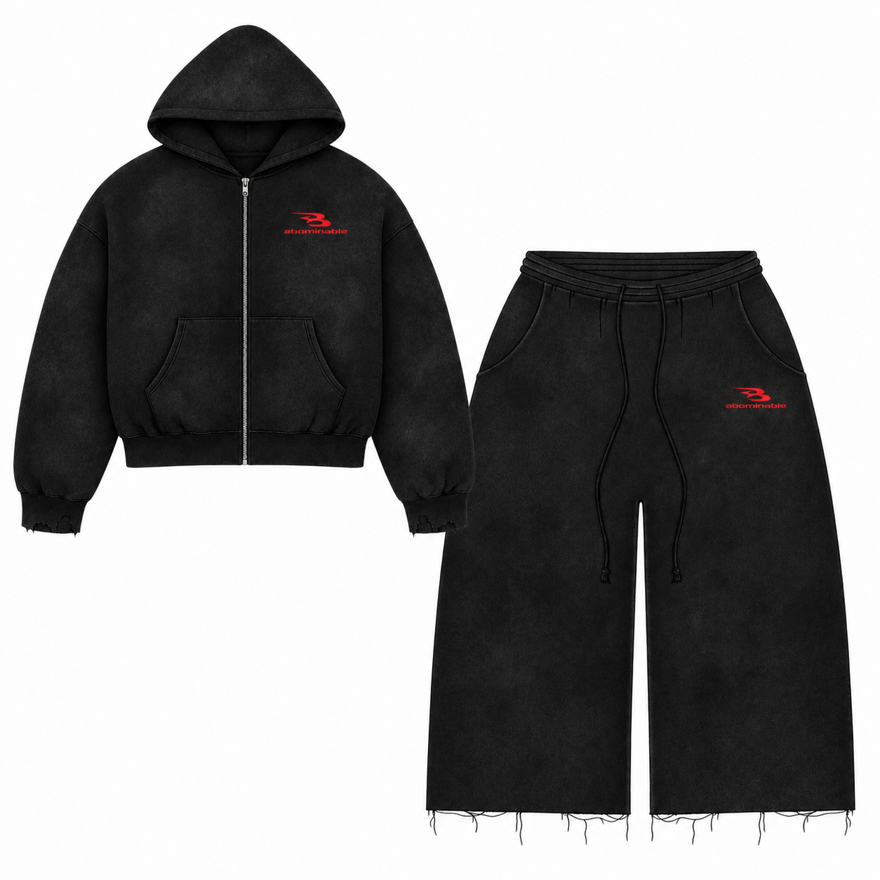 BOM SHORT SET "BLACK/RED"